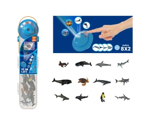 Set educativ cu figurine si proiector pentru copii - Animale marine