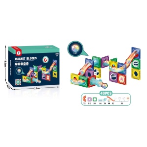 Set educativ de constructie cu piese magnetice si bila luminoasa, Magna Blocks, 40 piese
