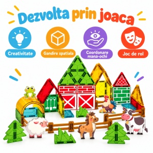 Set STEM cu piese magnetice de construit - Ferma vesela - 70 piese - Img 6