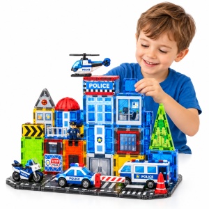 Set STEM cu piese magnetice de construit - Sectia de Politie - 54 piese - Img 2