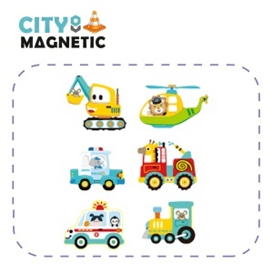 Set STEM magnetic de constructie cu vehicule - 80 piese