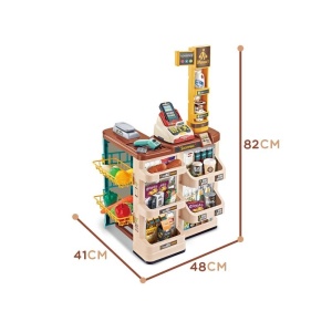 Supermarket de jucarie cu carucior, casa de marcat si POS, 48 piese