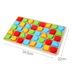 Tablita educativa cu 40 forme geometrice colorate din lemn