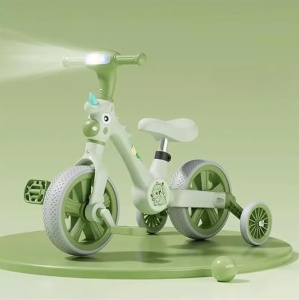 Tricicleta 3 in 1 pentru copii, transformabila, pedale detasabile, reglabila, roti ajutatoare - Unicorn verde - Img 10