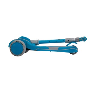 Trotineta cu 3 roti silicon, lumini LED, muzica, pliabila, albastru