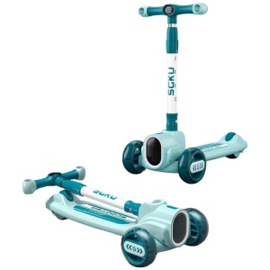 Trotineta evolutiva 3 in 1, reglabila, pliabila, muzica, lumini, sunete, sezut detasabil, 2-6 ani - albastru