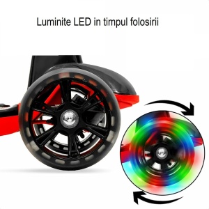 Trotineta reglabila cu 3 roti, lumini, Bluetooth, sunete si lansator de abur tip fum, 3-10 ani, albastru - Img 7