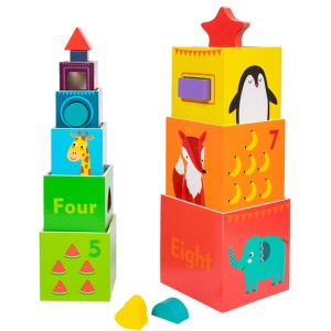 Turn de stivuire 2 in 1 cu 8 cuburi si forme de sortat