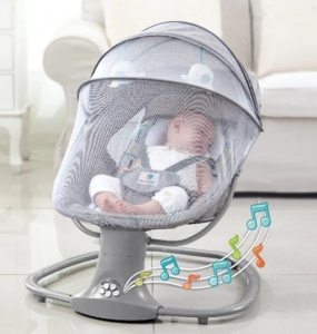 Balansoar electri 3 in 1 pentru bebelusi, bluetooth, telecomanda