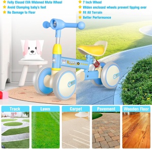 Bicicleta de echilibru cu 4 roti, lumina, sunete si suspensie, 1-3 ani, roz - Img 2