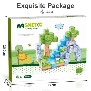 Blocuri magnetice de constructie 3D tip Minecraft, 2.5 cm - 78 piese