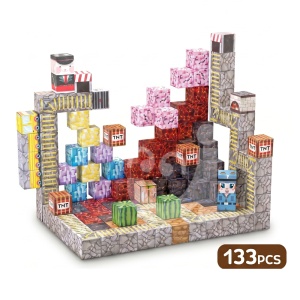 Blocuri magnetice de constructie 3D tip Minecraft, 2 cm - 133 piese - Bedrock - Img 2