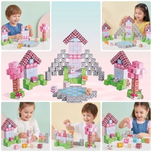 Blocuri magnetice de constructie 3D tip Minecraft, 2 cm - 239 piese - Printese - Img 2