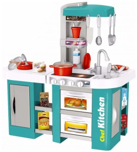 Bucatarie mare cu accesorii incluse pentru copii, Happy Kitchen, Turcoaz