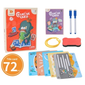 Caiet creativ reutilizabil, exersare scriere, 72 cartonase, Etapa 1, Dot-to-dot