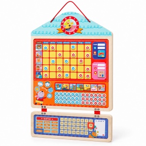Calendar magnetic cu recompense pentru copii si panou pentru rutina zilnica, cu ceas si activitati