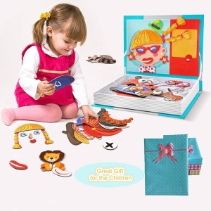 Carte magnetica puzzle pentru copii – Expresii faciale si emotii