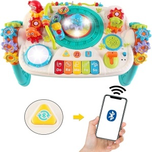 Centru de activitati 2 in 1 masuta cu activitati, constructii, bluetooth si microfon
