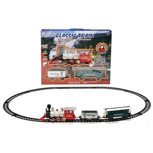 Circuit tren electric cu fum, sunete si lumini, 345 cm, 13 piese