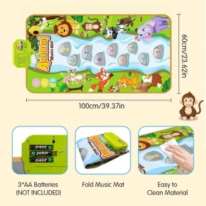 Covoras muzical interactiv cu 17 melodii si sunete, cifre si animale, 80x50 cm