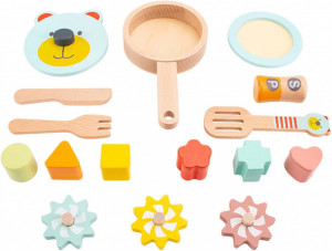 Cub Montessori 2 in 1 cu bucatarie din lemn, Ursulet