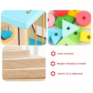 Cub Motessori cu 4 activitati si forme geometrice