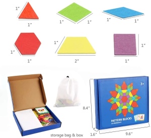 Joc de constructie Tangram din lemn cu 155 piese