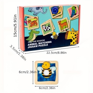 Joc educativ de recunoastere umbre si asociere, Animalute, 48 piese