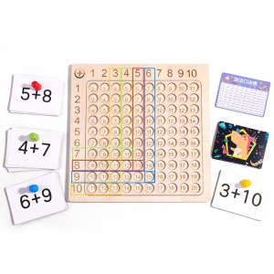 Joc educativ din lemn tabla inmultirii cu cartonase