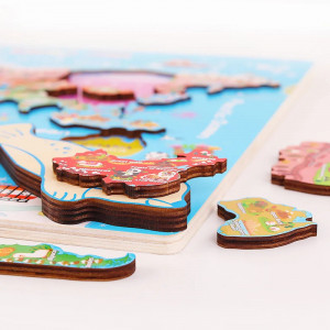 Joc educativ din lemn tip puzzle, Harta lumii