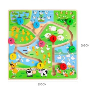 Joc educativ labirint din lemn, Animalute si cifre