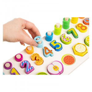 Joc logaritmic 4 in 1, asociere, numarare, sortare si feliat fructe
