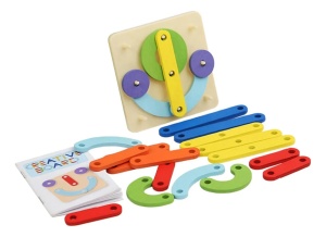 Joc Montessori geoboard din lemn cu 3 coloane