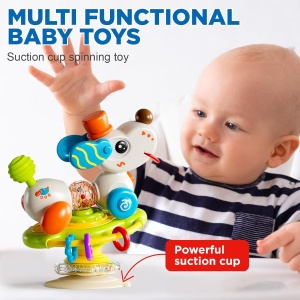 Jucarie 2 in 1 cu ventuza cu activitati senzoriale si elemente rotative, Catel