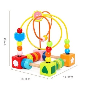 Jucarie din lemn labirint motricitate cu abac, Colourful Maze