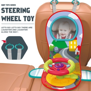 Jucarie interactiva volan 3 in 1 auto portabil, efecte sonore si muzica, Huanger