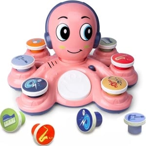Jucarie muzicala interactiva 2 in 1 – Caracatita roz , cu lumini si sunete, multiple moduri de joc