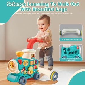 Antepremergator multifunctional 5 in 1 cu vagon scaunel - Locomotiva - Albastru