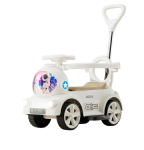 Masinuta eletrica ride-on pentru copii cu lumini LED, muzica si maner parental reglabil, 2-4 ani, alb