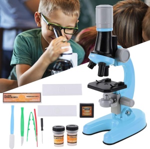 Microscop pentru copii, STEM, marire pana la 1200x - Albastru