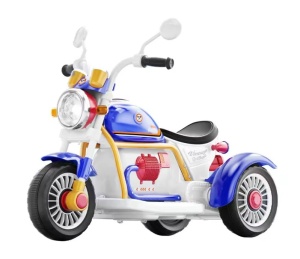 Motocicleta electrica pentru copii cu 3 roti, lumini LED, muzica, Bluetooth si USB, 6V, albastru
