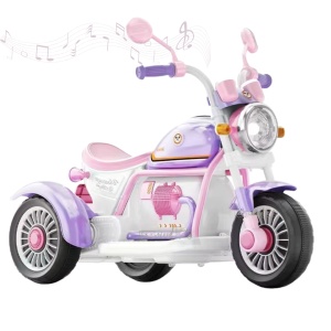 Motocicleta electrica pentru copii cu 3 roti, lumini LED, muzica, Bluetooth si USB, 6V, roz - Img 2