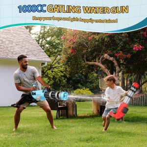 Pistol cu apa electric, 1000 ml, 58 cm - Gatling Water Gun - Rosu