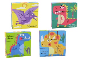 Puzzle educativ din cuburi 6 in 1, Dinozauri