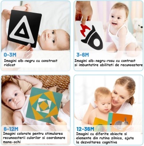 Set 160 imagini stimulare vizuala, cognitiva si senzoriala bebelusi si copii, 0 luni - 3 ani