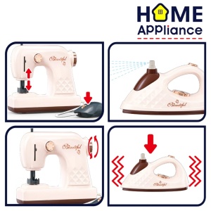 Set 2 in 1 masina de cusut si fier de calcat pentru copii, cu sunete si functie spray