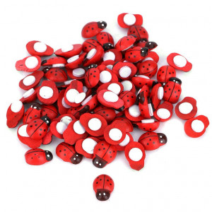 Set 50 buburuze colorate din lemn pentru creatii, 2 cm
