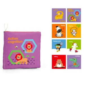 Set 6 carti recunoastere elemente si dezvoltare cognitiva, material textil, Melody