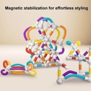 Set constructie magnetic flexibil 3D STEM cu tuburi si bile – 36 piese