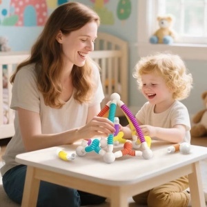 Set constructie magnetic flexibil 3D STEM cu tuburi si bile – 36 piese